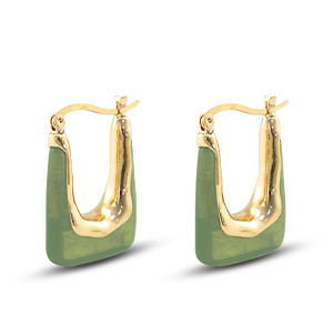 Musthave Resin Ohrringe Rectangle Gold-green