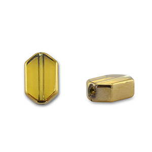 Glas Perlen Hexagon Yellow transparent-gold