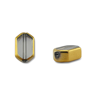 Glas Perlen Hexagon Grey transparent-gold