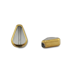 Glas Perlen Drop Grey transparent-gold