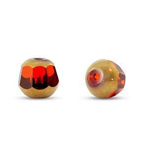 Glas Perlen Round Red transparent-gold