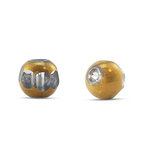 Glas Perlen Round Grey transparent-gold