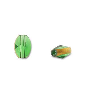 Glas Perlen Oval Green transparent-gold