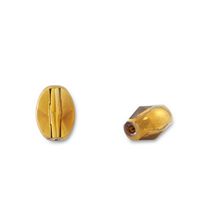 Glas Perlen Oval Yellow transparent-gold