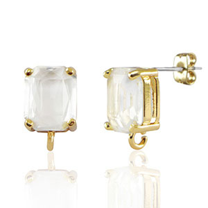 Ohrringe / Ohrstecker aus Glas mit &Ouml;se Rectangle Crystal-gold
