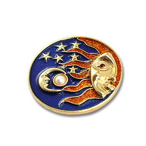Broschen Sun, Moon & Star Gold-blue-orange