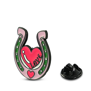 Anstecker Horseshoe with Heart Lilac pink-magenta-green