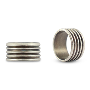 Schieber Metall DQ Ring with Ribs Antik silber (Nickelfrei)