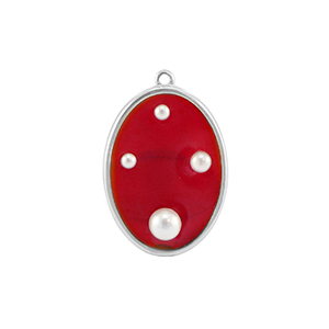 Anh&auml;nger aus Resin Oval with Pearls Silver-red-white