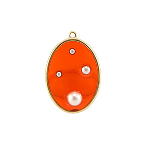 Anh&auml;nger aus Resin Oval with Pearls Gold-orange-white