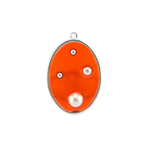 Anh&auml;nger aus Resin Oval with Pearls Silver-orange-white