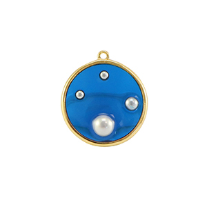 Anh&auml;nger aus Resin Round with Pearls Gold-blue-white