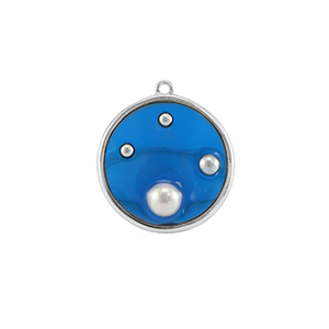 Anh&auml;nger aus Resin Round with Pearls Silver-blue-white