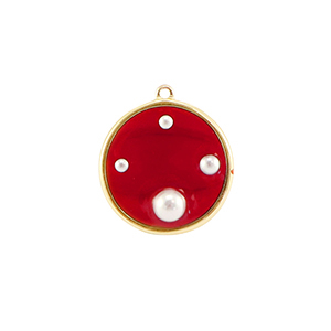 Anh&auml;nger aus Resin Round with Pearls Gold-red-white