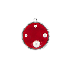 Anh&auml;nger aus Resin Round with Pearls Silver-red-white