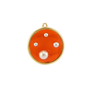 Anh&auml;nger aus Resin Round with Pearls Gold-orange-white