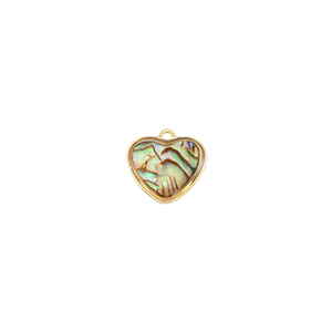 Anh&auml;nger aus Resin with Imitation Shell Heart Gold-ocean green