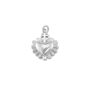 TQ Metall Brass Anh&auml;nger Heart with Cross Silver