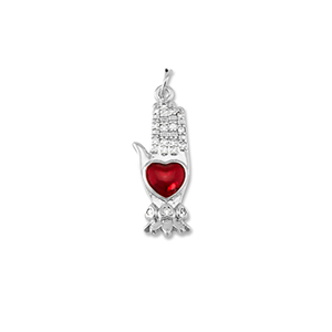 TQ Metall Brass Anh&auml;nger Hand with Heart Silver-red