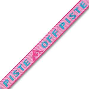 Schmucktextband "Off piste" Light pink-cyan blue-magenta