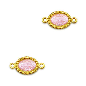 Zwischenst&uuml;cke aus Stainless Steel - Rostfreiem Stahl Zirkonia Oval Gold-light pink