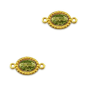 Zwischenst&uuml;cke aus Stainless Steel - Rostfreiem Stahl Zirkonia Oval Gold-lime green