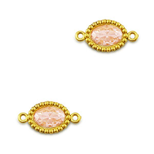 Zwischenst&uuml;cke aus Stainless Steel - Rostfreiem Stahl Zirkonia Oval Gold-light orange