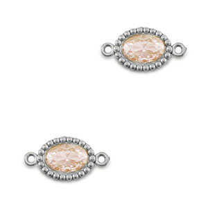 Zwischenst&uuml;cke aus Stainless Steel - Rostfreiem Stahl Zirkonia Oval Silver-light orange