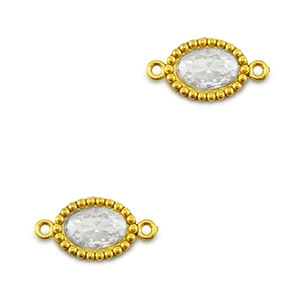 Zwischenst&uuml;cke aus Stainless Steel - Rostfreiem Stahl Zirkonia Oval Gold-transparent