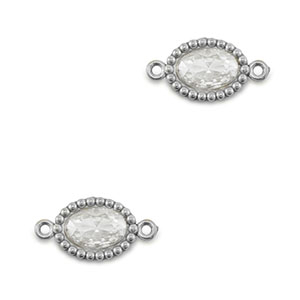 Zwischenst&uuml;cke aus Stainless Steel - Rostfreiem Stahl Zirkonia Oval Silver-transparent