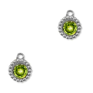 Anh&auml;nger aus Stainless Steel - Rostfreiem Stahl Zirkonia Round Silver-lime green