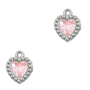 Anh&auml;nger aus Stainless Steel - Rostfreiem Stahl Zirkonia Heart Silver-light pink
