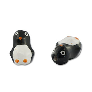 Handbemalt Glasperlen Penguin Black-white