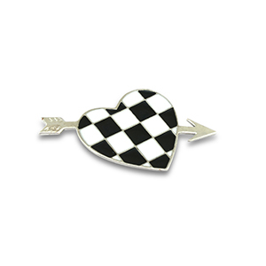 Broschen Heart with Arrow Silver-black-white