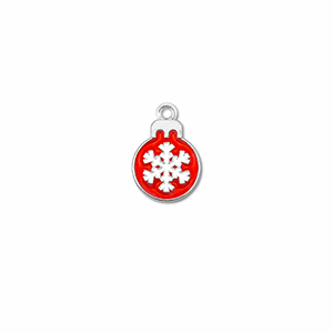 Anh&auml;nger Metall Christmas Bauble Silber-rot-wei&szlig;