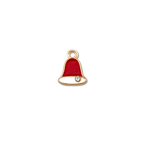 Anh&auml;nger Metall Zirkonia Christmas Bell Gold-rot-wei&szlig;