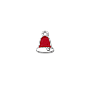 Anh&auml;nger Metall Zirkonia Christmas Bell Silber-rot-wei&szlig;