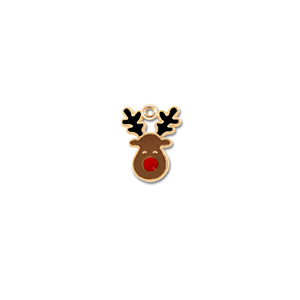 Anh&auml;nger Metall Reindeer Gold-braun-rot-schwarz