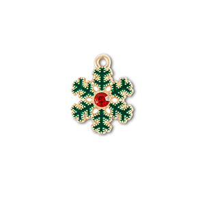 Anh&auml;nger Metall Zirkonia Snowflake Gold-gr&uuml;n-rot