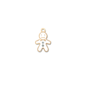 Anh&auml;nger Metall Zirkonia Gingerbread man Gold-wei&szlig;