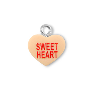 Anh&auml;nger aus Resin Heart "SWEET HEART" Light orange-red