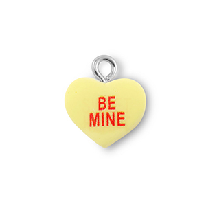 Anh&auml;nger aus Resin Heart "BE MINE" Light yellow-red