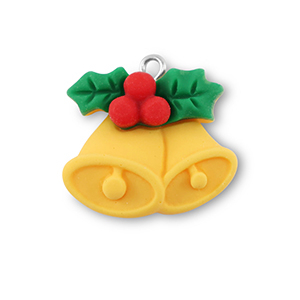Anh&auml;nger aus Resin Christmas Bells Orange-green-red