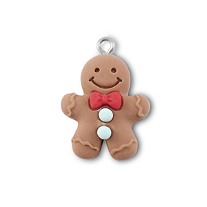 Anh&auml;nger aus Resin Gingerbread Man Brown-red-blue
