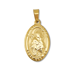 Anh&auml;nger aus Stainless Steel - Rostfreiem Stahl Oval "Saint Joseph" Gold