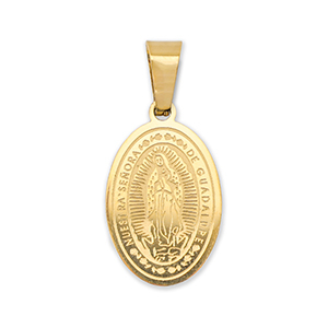 Anh&auml;nger aus Stainless Steel - Rostfreiem Stahl Oval Religious Gold