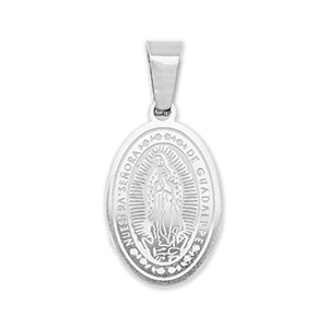 Anh&auml;nger aus Stainless Steel - Rostfreiem Stahl Oval Religious Silver