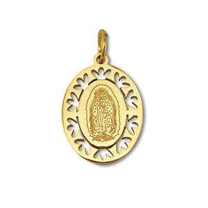 Anh&auml;nger aus Stainless Steel - Rostfreiem Stahl Oval Religious Gold