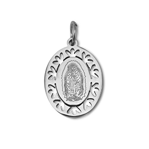 Anh&auml;nger aus Stainless Steel - Rostfreiem Stahl Oval Religious Silver