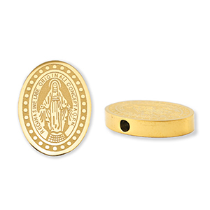 Perlen aus Stainless Steel - Rostfreiem Stahl Oval Religious Gold